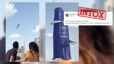 Non, cette vidéo ne montre pas des hologrammes du "projet Blue Beam" diffusés dans le ciel de Dubaï