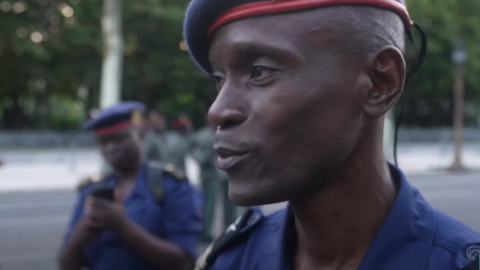 African cadets march with French counterparts on Bastille Day